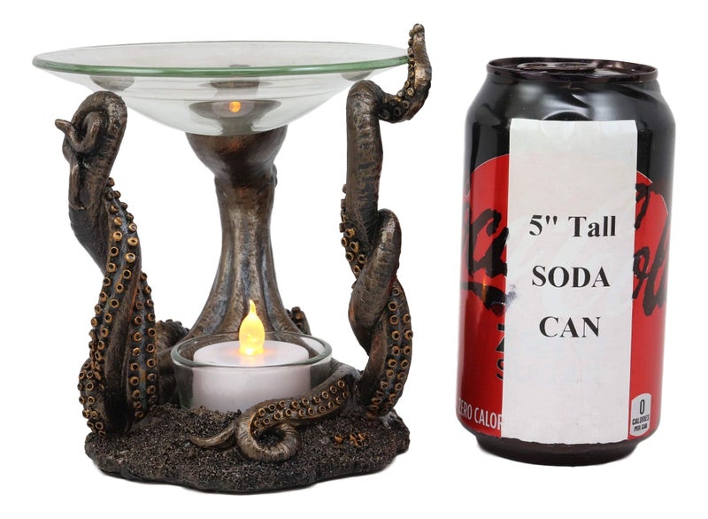Ebros Gift Ebros Nautical Ocean Marine Octopus Head and Arms Tentacles Oil Warmer Or Wax Tart Burner Aroma Scent Diffuser Tea Light Candle Holder Statue Sea Kraken Giant Octopuses Themed Decorative Figurine - Image 5